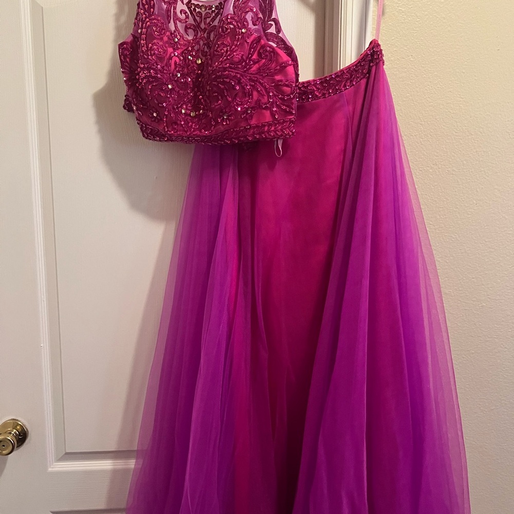 Blush Fuchsia and Purple Prom Dress